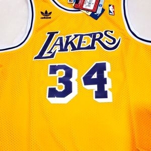 NWT Adidas Hardwood Classics Small Lakers O'Neal Basketball Jersey.